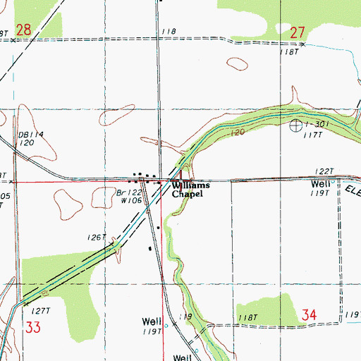 Topographic Map of Williams Chapel, MS