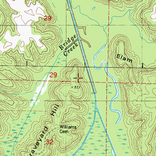 Topographic Map of Williams Graveyard Hill, MS