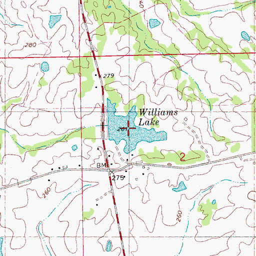 Topographic Map of Williams Lake, MS