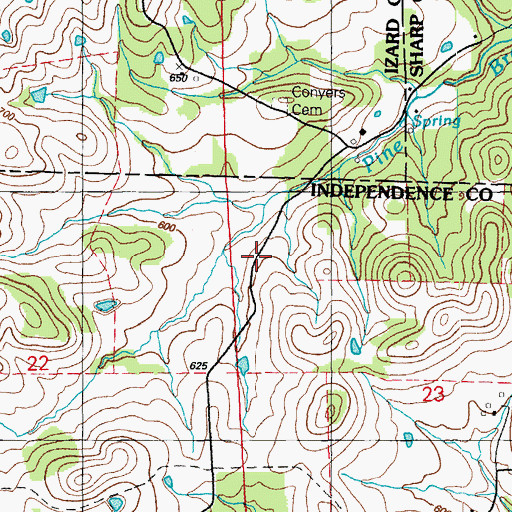Topographic Map of Alvis (historical), AR