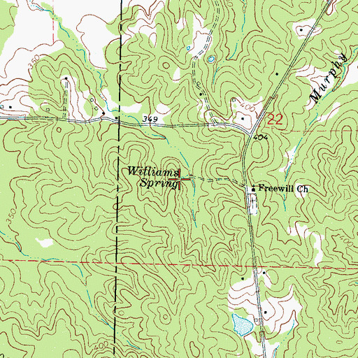 Topographic Map of Williams Spring, MS