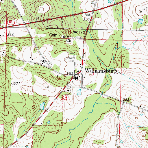 Topographic Map of Williamsburg, MS