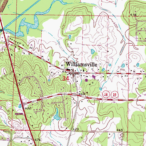 Topographic Map of Williamsville, MS