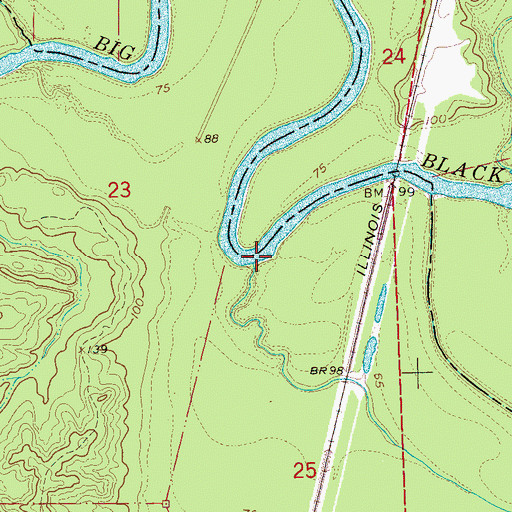 Topographic Map of Willis Creek, MS