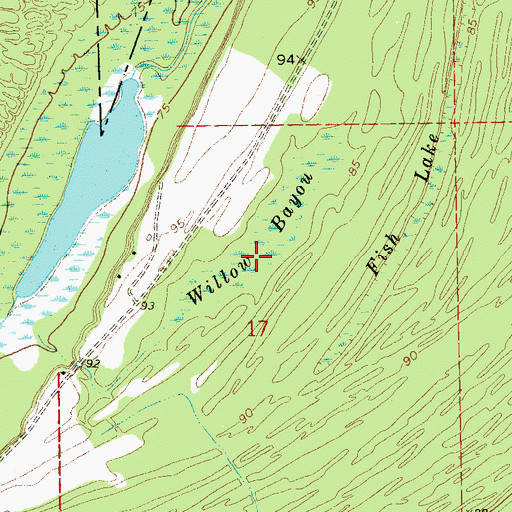 Topographic Map of Willow Bayou, MS