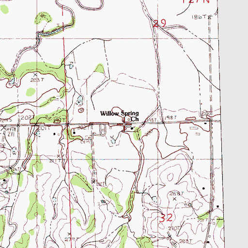 Topographic Map of Willow Spring Church, MS