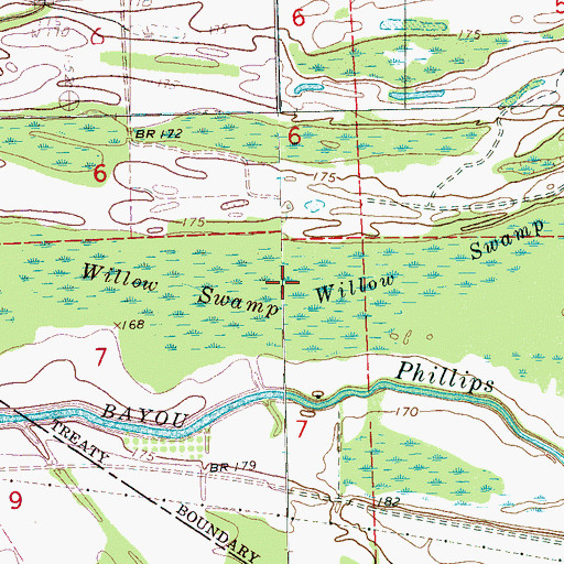 Topographic Map of Willow Swamp, MS