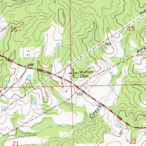 Topographic Map of Willson Cemetery, MS