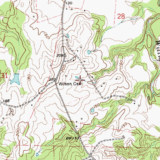 Topographic Map of Wilson Cemetery, MS