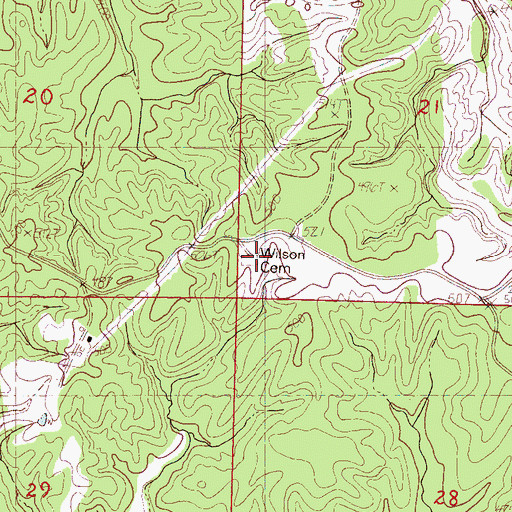 Topographic Map of Wilson Cemetery, MS