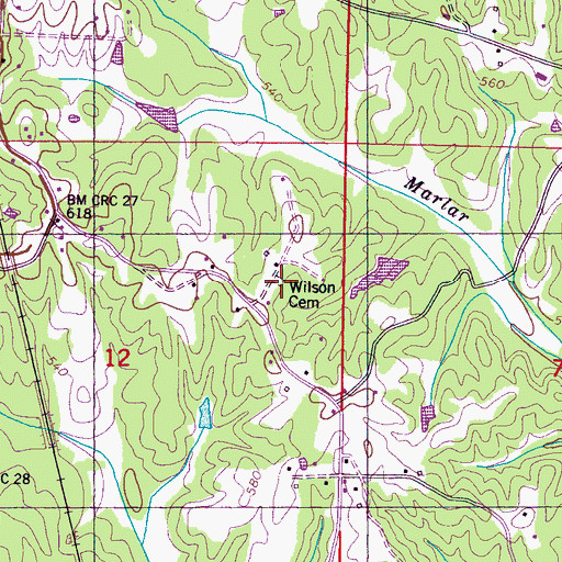 Topographic Map of Wilson Cemetery, MS
