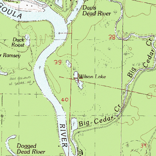 Topographic Map of Wilson Lake, MS