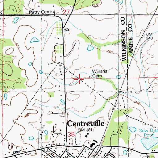 Topographic Map of Winans Cemetery, MS