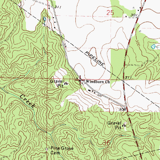 Topographic Map of Windburn Church, MS