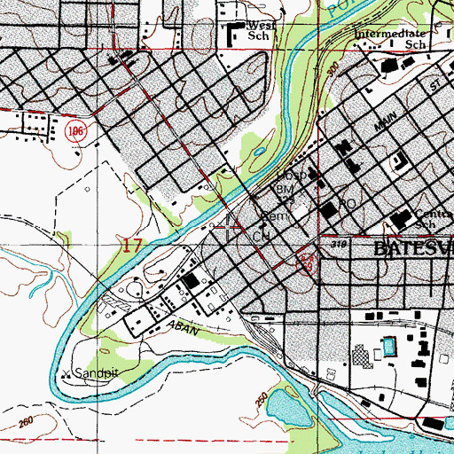 Topographic Map of Batesville Institute (historical), AR