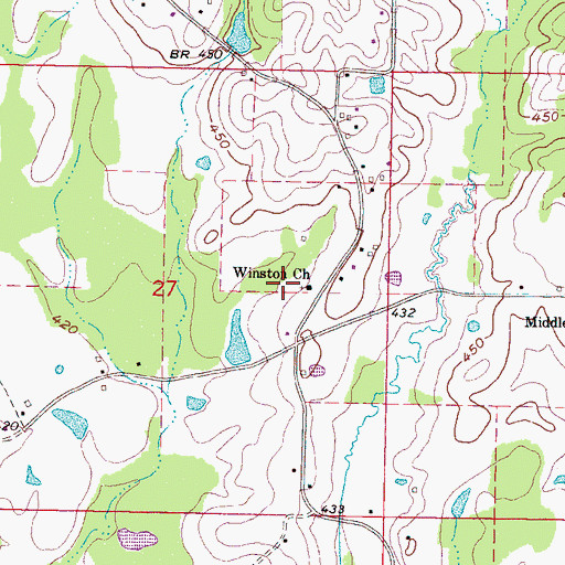 Topographic Map of Winston Church, MS
