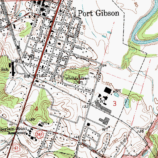Topographic Map of Wintergreen Cemetery, MS