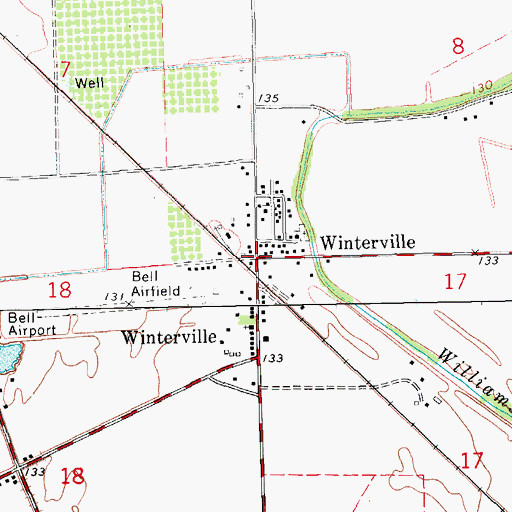 Topographic Map of Winterville, MS