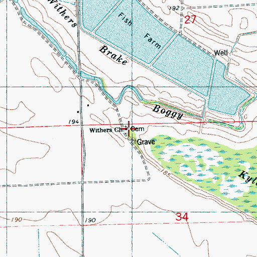Topographic Map of Withers School, MS