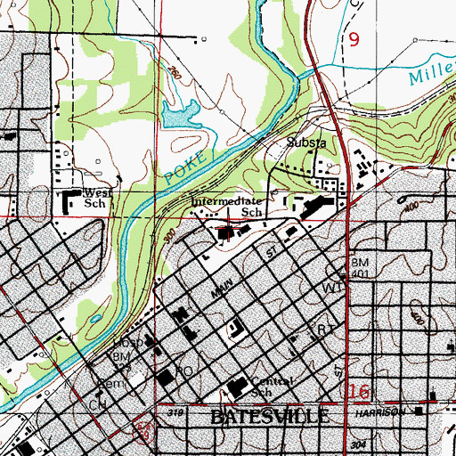Topographic Map of Batesville Intermediate School, AR
