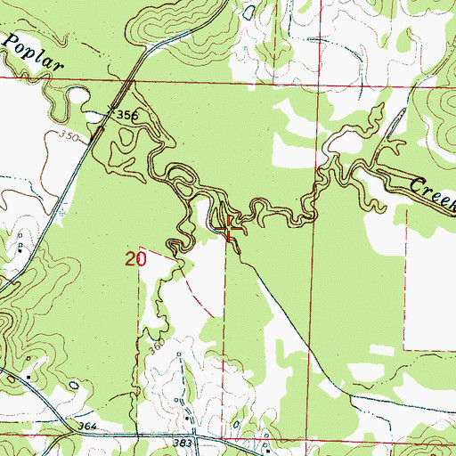 Topographic Map of Wolf Creek, MS