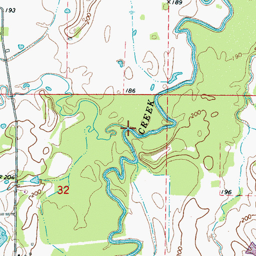 Topographic Map of Wolf Creek, MS