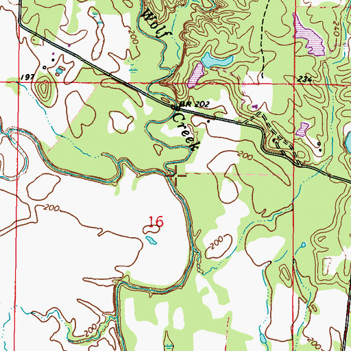 Topographic Map of Wolf Creek, MS