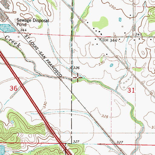 Topographic Map of Wolf Creek, MS