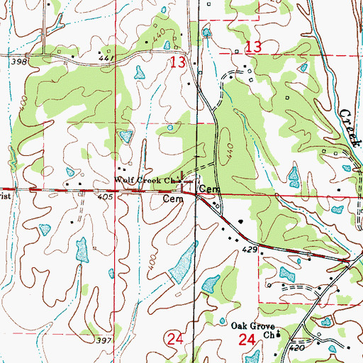 Topographic Map of Wolf Creek Church, MS