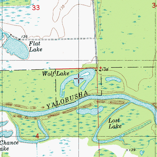 Topographic Map of Wolf Lake, MS