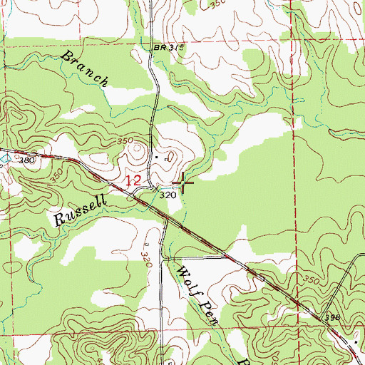 Topographic Map of Wolf Pen Branch, MS