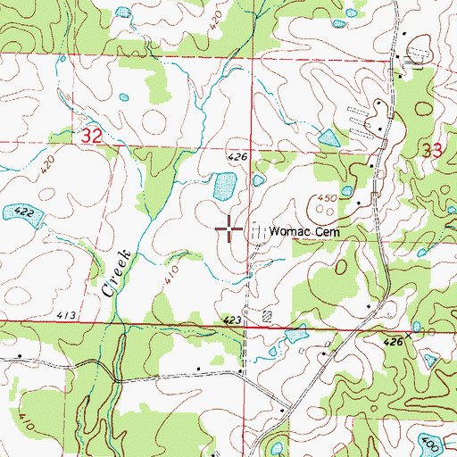 Topographic Map of Womac Cemetery, MS