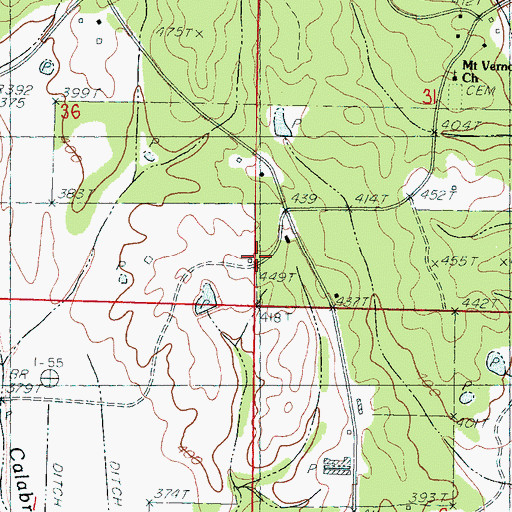 Topographic Map of Wood Chapel, MS