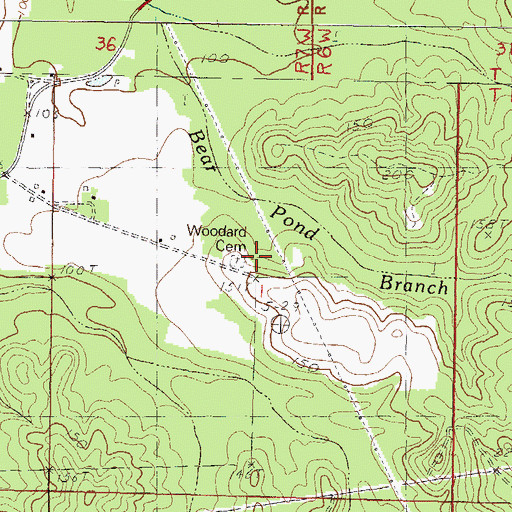 Topographic Map of Woodard Cemetery, MS