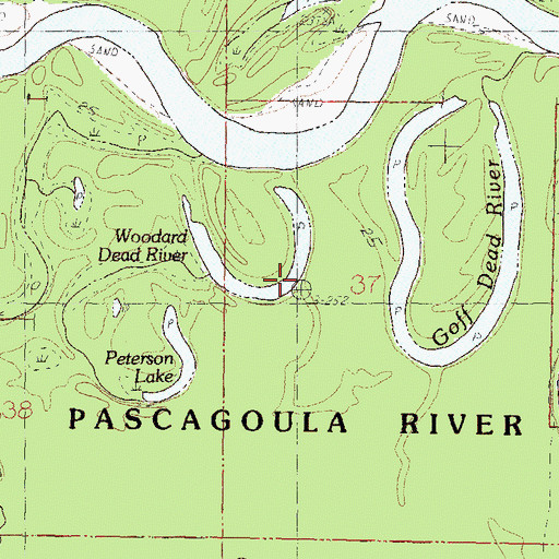 Topographic Map of Woodard Dead River, MS