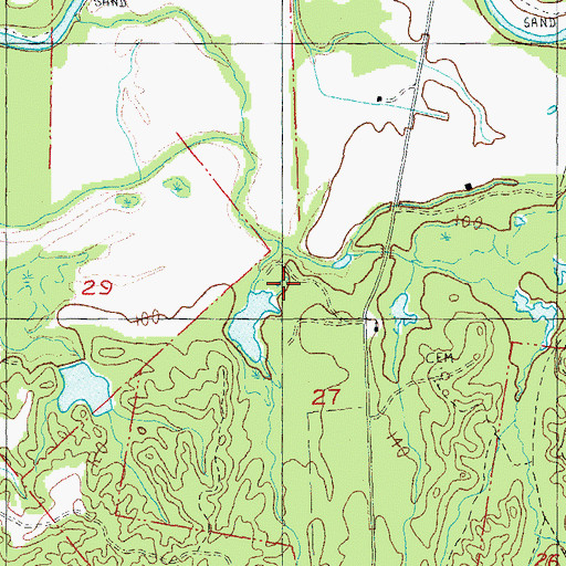 Topographic Map of Woodburn School, MS