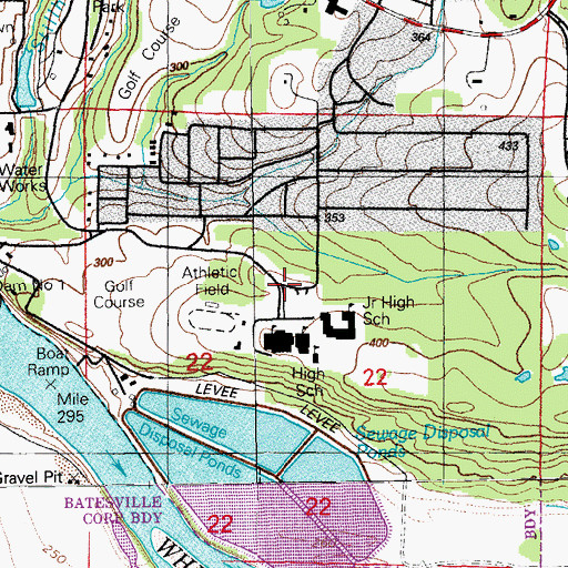 Topographic Map of Bryant Woodland Heights, AR