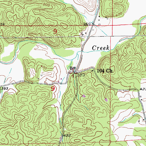 Topographic Map of Cedar Grove, AR