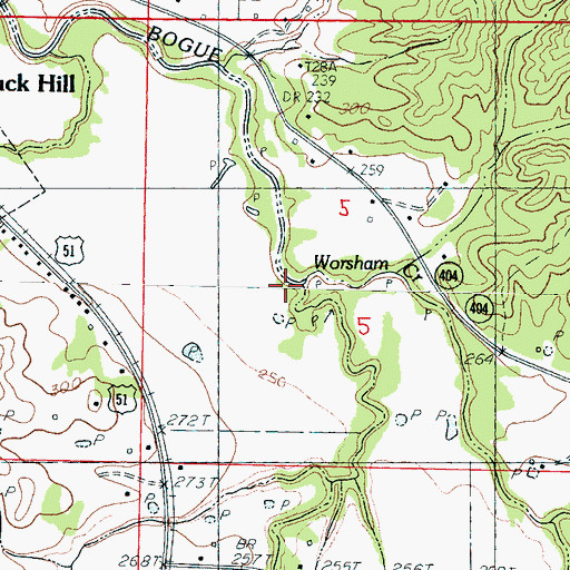 Topographic Map of Worsham Creek, MS