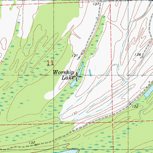 Topographic Map of Worship Lake, MS
