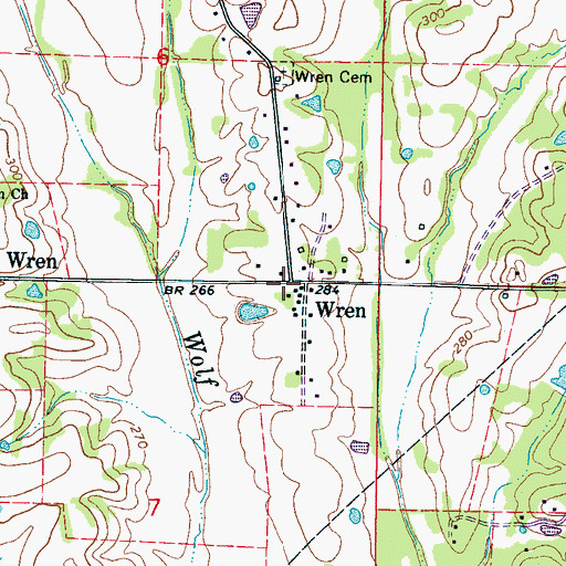 Topographic Map of Wren, MS