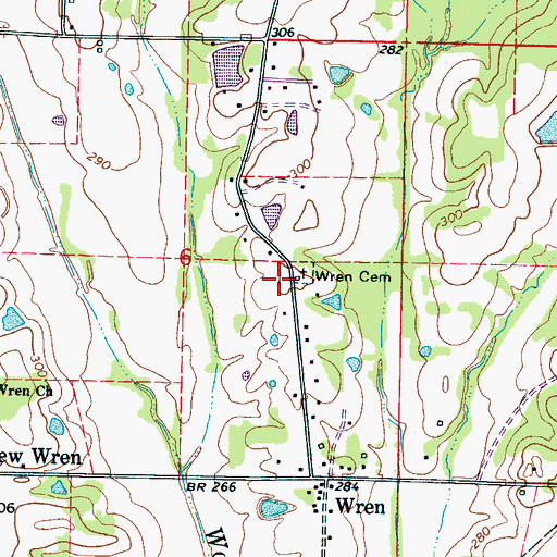 Topographic Map of Wren Cemetery, MS