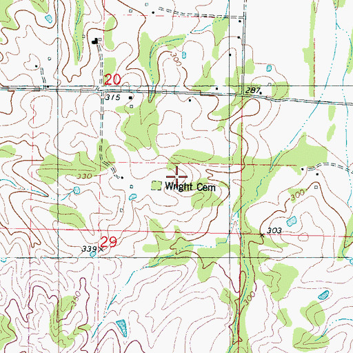 Topographic Map of Wright Cemetery, MS
