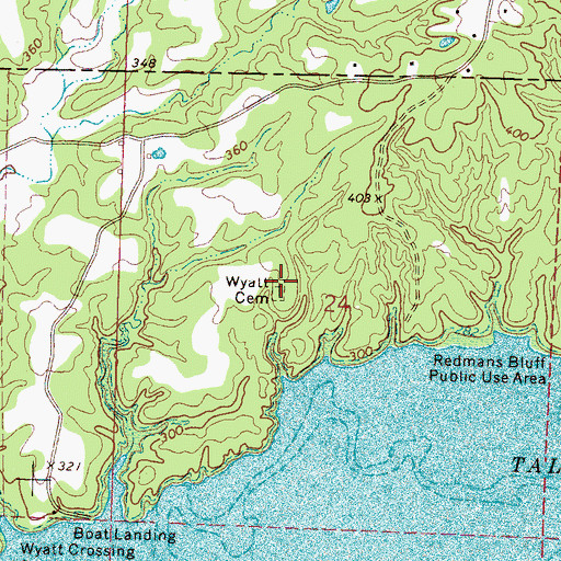 Topographic Map of Wyatt Cemetery, MS