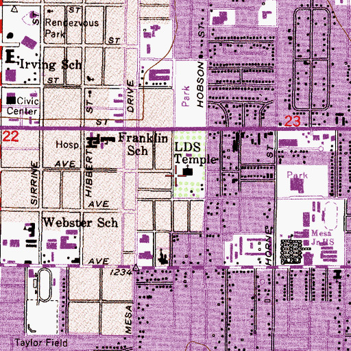 Topographic Map of Latter Day Saints Temple, AZ