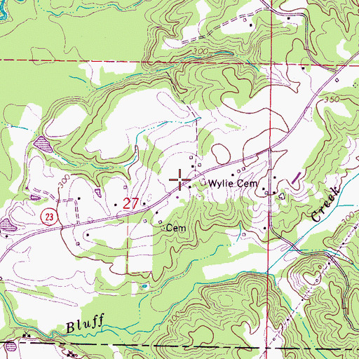 Topographic Map of Wylie Cemetery, MS