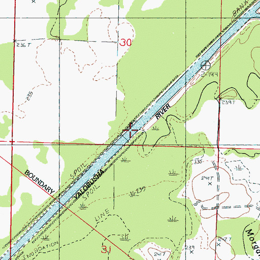 Topographic Map of Yalobusha River Canal, MS