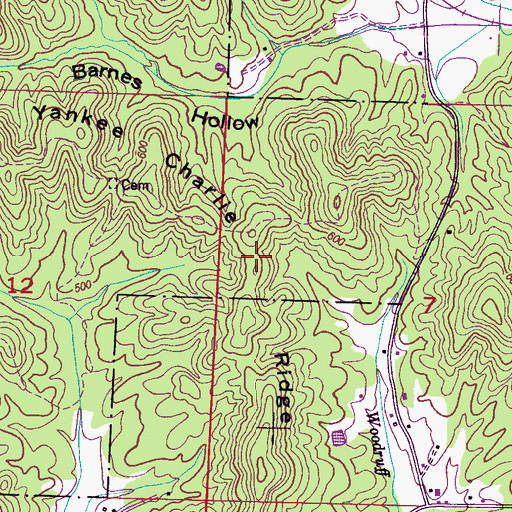 Topographic Map of Yankee Charlie Ridge, MS