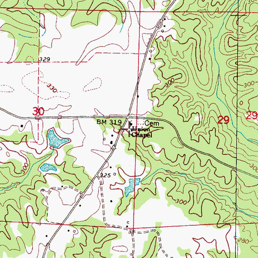 Topographic Map of Yantley Creek, MS