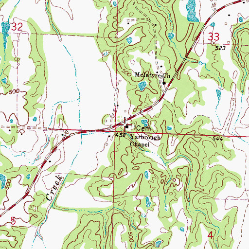 Topographic Map of Yarbrough Chapel Christian Methodist Episcopal Church, MS